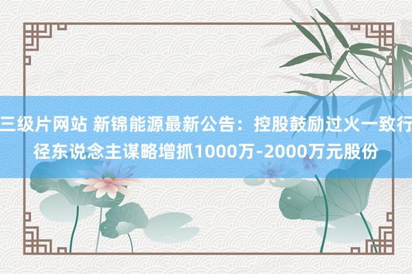三级片网站 新锦能源最新公告：控股鼓励过火一致行径东说念主谋略增抓1000万-2000万元股份