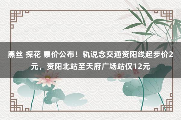 黑丝 探花 票价公布!轨说念交通资阳线起步价2元,资阳北站至天府广场站仅12元