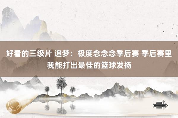 好看的三级片 追梦:极度念念念季后赛 季后赛里我能打出最佳的篮球发扬