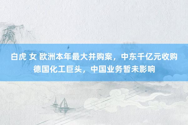 白虎 女 欧洲本年最大并购案,中东千亿元收购德国化工巨头,中国业务暂未影响