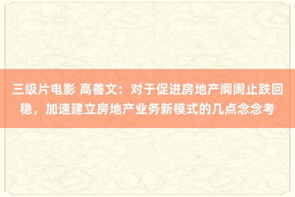三级片电影 高善文:对于促进房地产阛阓止跌回稳,加速建立房地产业务新模式的几点念念考