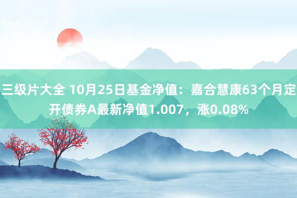 三级片大全 10月25日基金净值:嘉合慧康63个月定开债券A最新净值1.007,涨0.08%