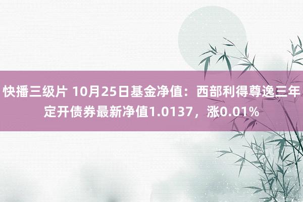 快播三级片 10月25日基金净值:西部利得尊逸三年定开债券最新净值1.0137,涨0.01%