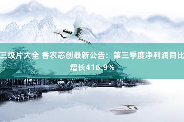 三级片大全 香农芯创最新公告:第三季度净利润同比增长416.9%