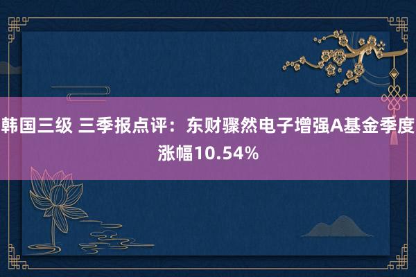 韩国三级 三季报点评:东财骤然电子增强A基金季度涨幅10.54%
