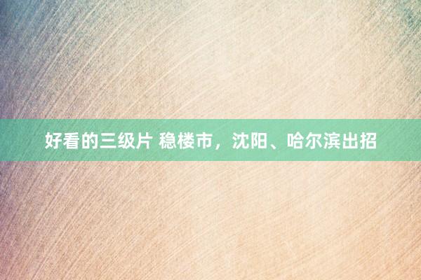 好看的三级片 稳楼市,沈阳、哈尔滨出招