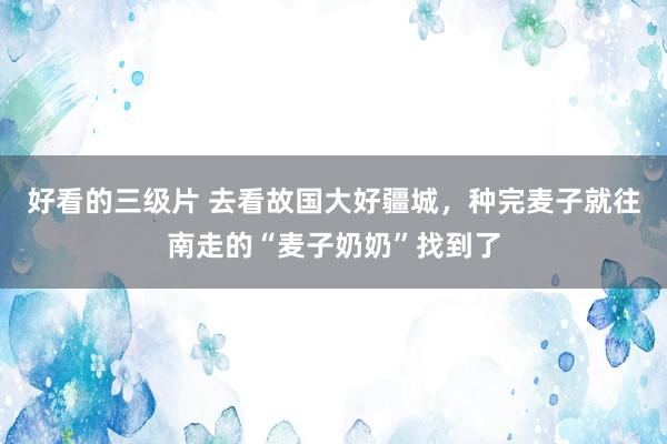 好看的三级片 去看故国大好疆城,种完麦子就往南走的“麦子奶奶”找到了