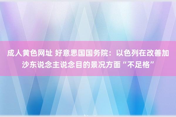 成人黄色网址 好意思国国务院:以色列在改善加沙东说念主说念目的景况方面“不足格”