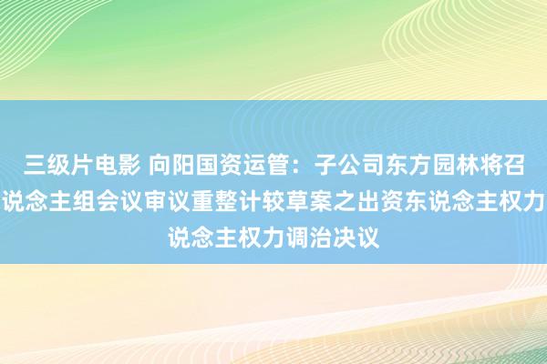 三级片电影 向阳国资运管:子公司东方园林将召开出资东说念主组会议审议重整计较草案之出资东说念主权力调治决议