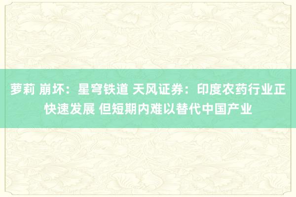 萝莉 崩坏:星穹铁道 天风证券:印度农药行业正快速发展 但短期内难以替代中国产业
