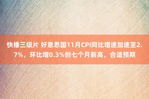 快播三级片 好意思国11月CPI同比增速加速至2.7%,环比增0.3%创七个月新高,合适预期