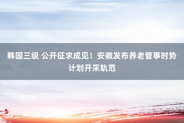 韩国三级 公开征求成见！安徽发布养老管事时势计划开采轨范