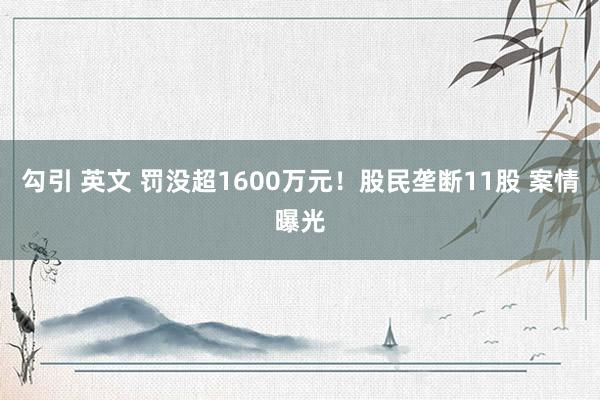 勾引 英文 罚没超1600万元!股民垄断11股 案情曝光