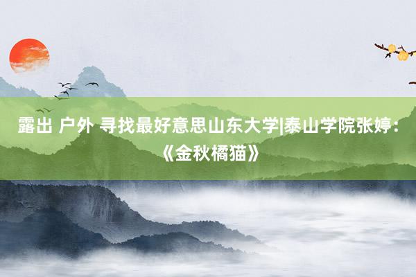 露出 户外 寻找最好意思山东大学|泰山学院张婷:《金秋橘猫》