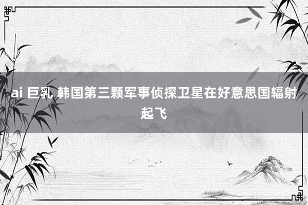 ai 巨乳 韩国第三颗军事侦探卫星在好意思国辐射起飞
