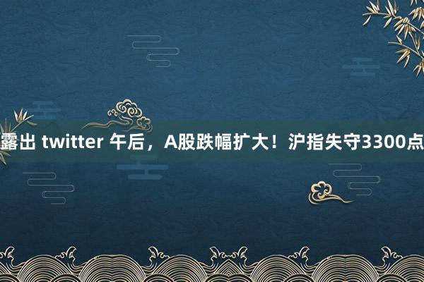露出 twitter 午后，A股跌幅扩大！沪指失守3300点