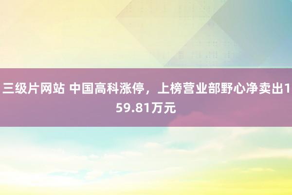 三级片网站 中国高科涨停，上榜营业部野心净卖出159.81万元