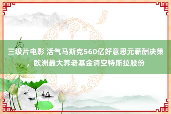 三级片电影 活气马斯克560亿好意思元薪酬决策,欧洲最大养老基金清空特斯拉股份