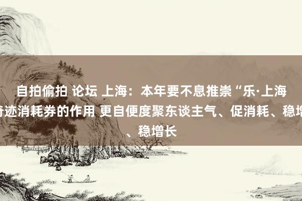 自拍偷拍 论坛 上海:本年要不息推崇“乐·上海”奇迹消耗券的作用 更自便度聚东谈主气、促消耗、稳增长