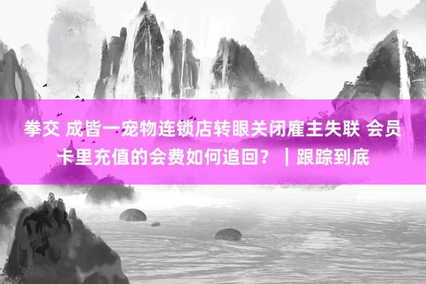 拳交 成皆一宠物连锁店转眼关闭雇主失联 会员卡里充值的会费如何追回？｜跟踪到底
