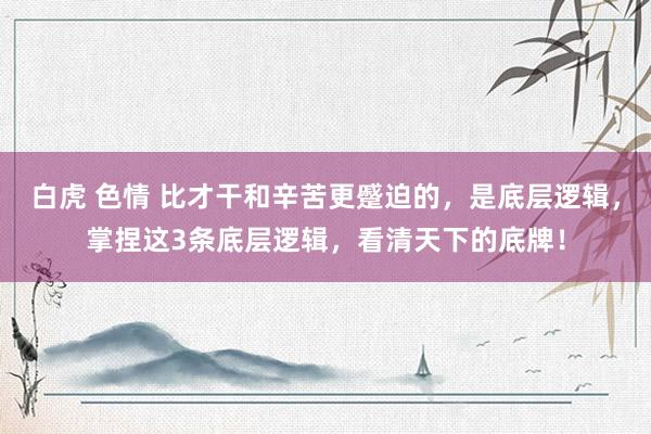 白虎 色情 比才干和辛苦更蹙迫的,是底层逻辑,掌捏这3条底层逻辑,看清天下的底牌!