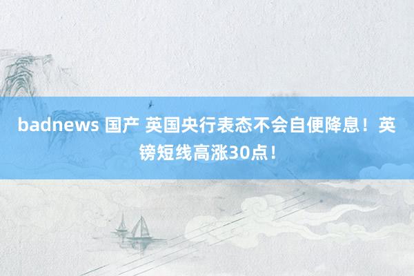 badnews 国产 英国央行表态不会自便降息！英镑短线高涨30点！