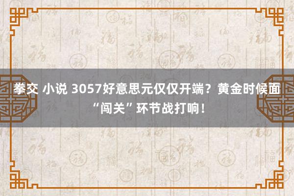拳交 小说 3057好意思元仅仅开端？黄金时候面“闯关”环节战打响！