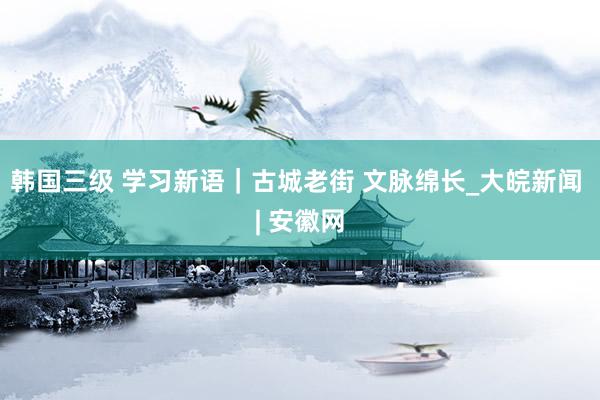 韩国三级 学习新语｜古城老街 文脉绵长_大皖新闻 | 安徽网