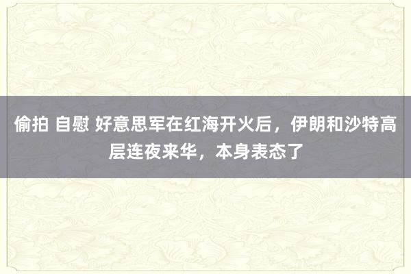 偷拍 自慰 好意思军在红海开火后，伊朗和沙特高层连夜来华，本身表态了