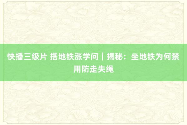快播三级片 搭地铁涨学问｜揭秘：坐地铁为何禁用防走失绳